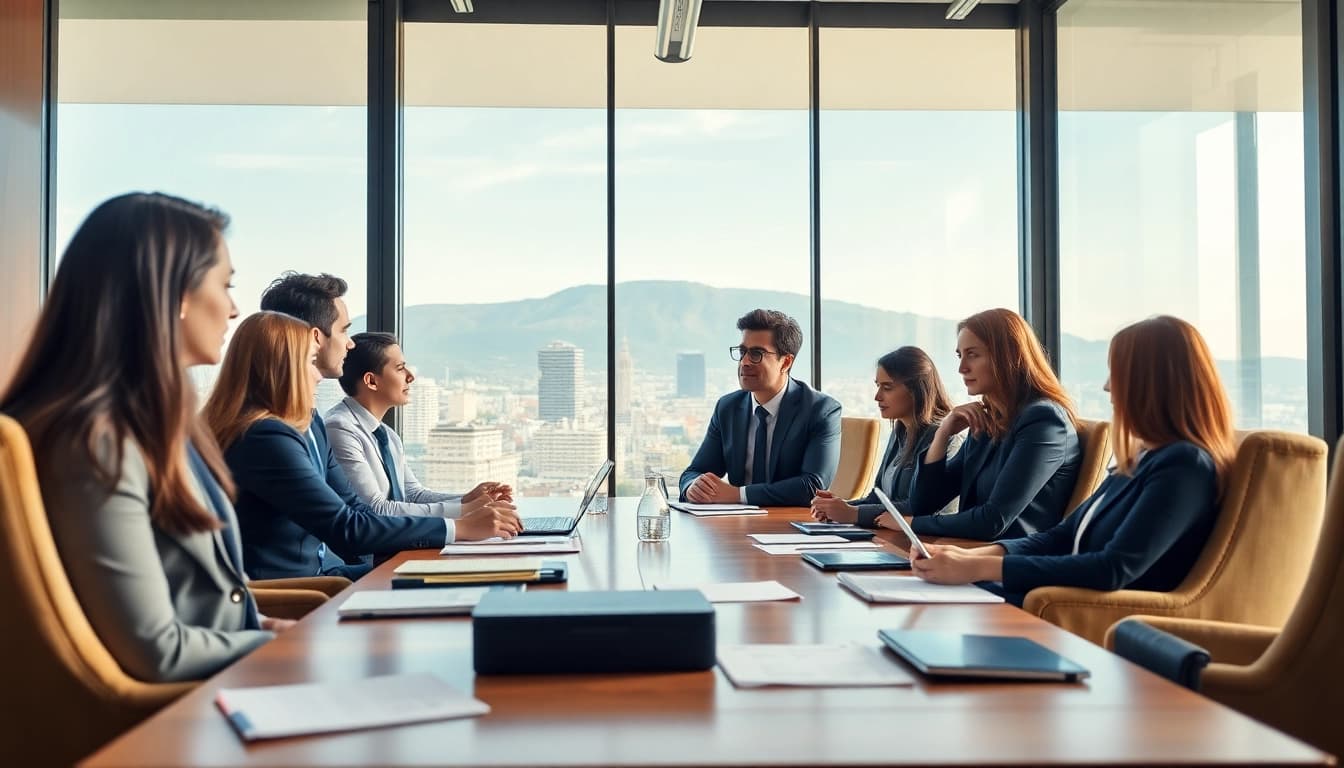 Headhunter Schweiz in action during a candidate meeting in a modern office setting.