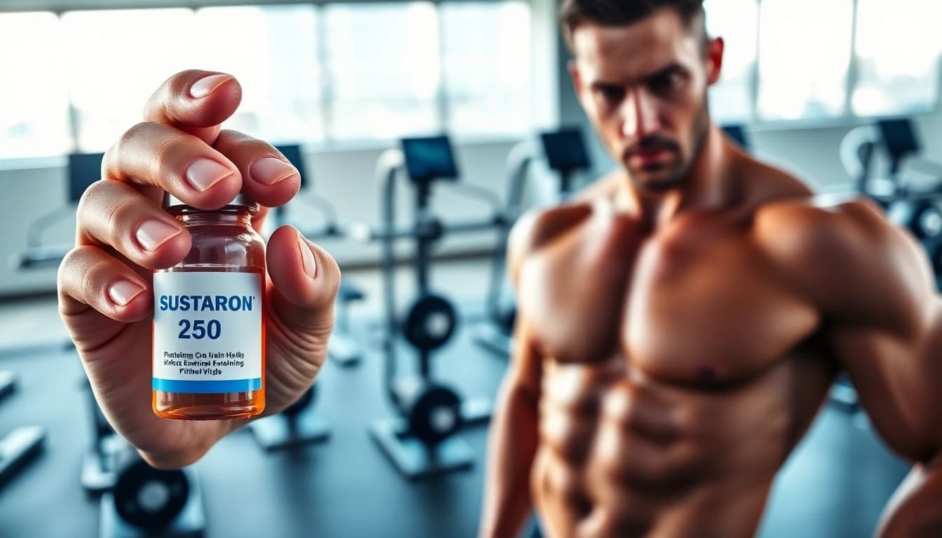 Sustanon 250 kaufen in einer modernen Fitnessumgebung mit sportlichem Fokus
