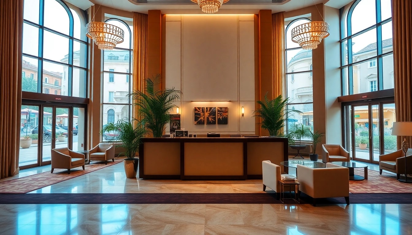 Genießen Sie den Komfort im Hotel Neapel Zentrum mit einem eleganten Empfangsbereich.