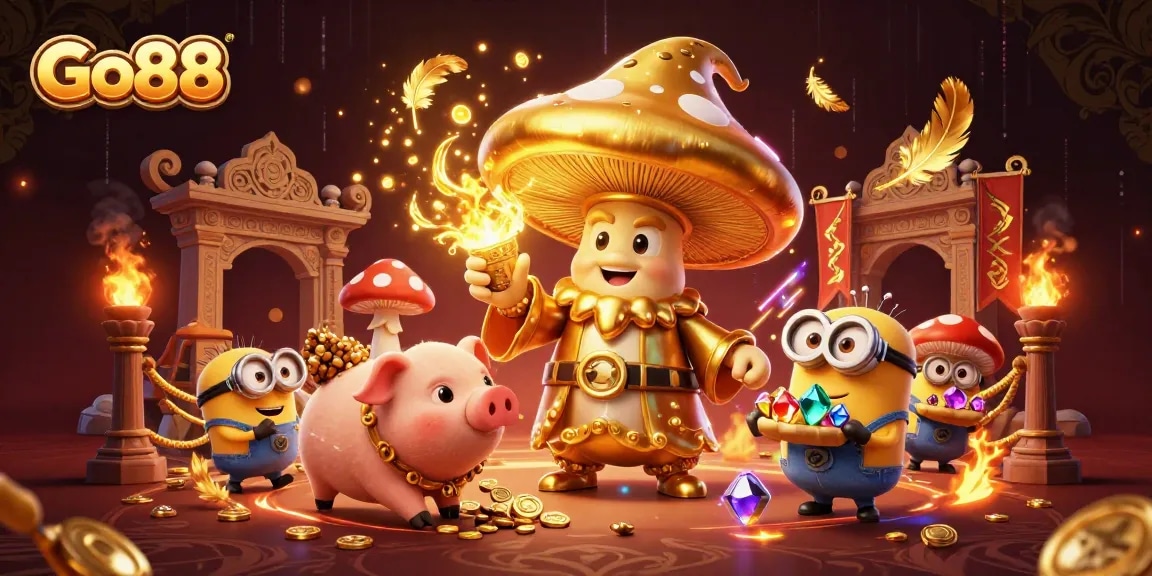 Experience the magic of Go88 with a vibrant casino adventure featuring treasure-hunting characters.