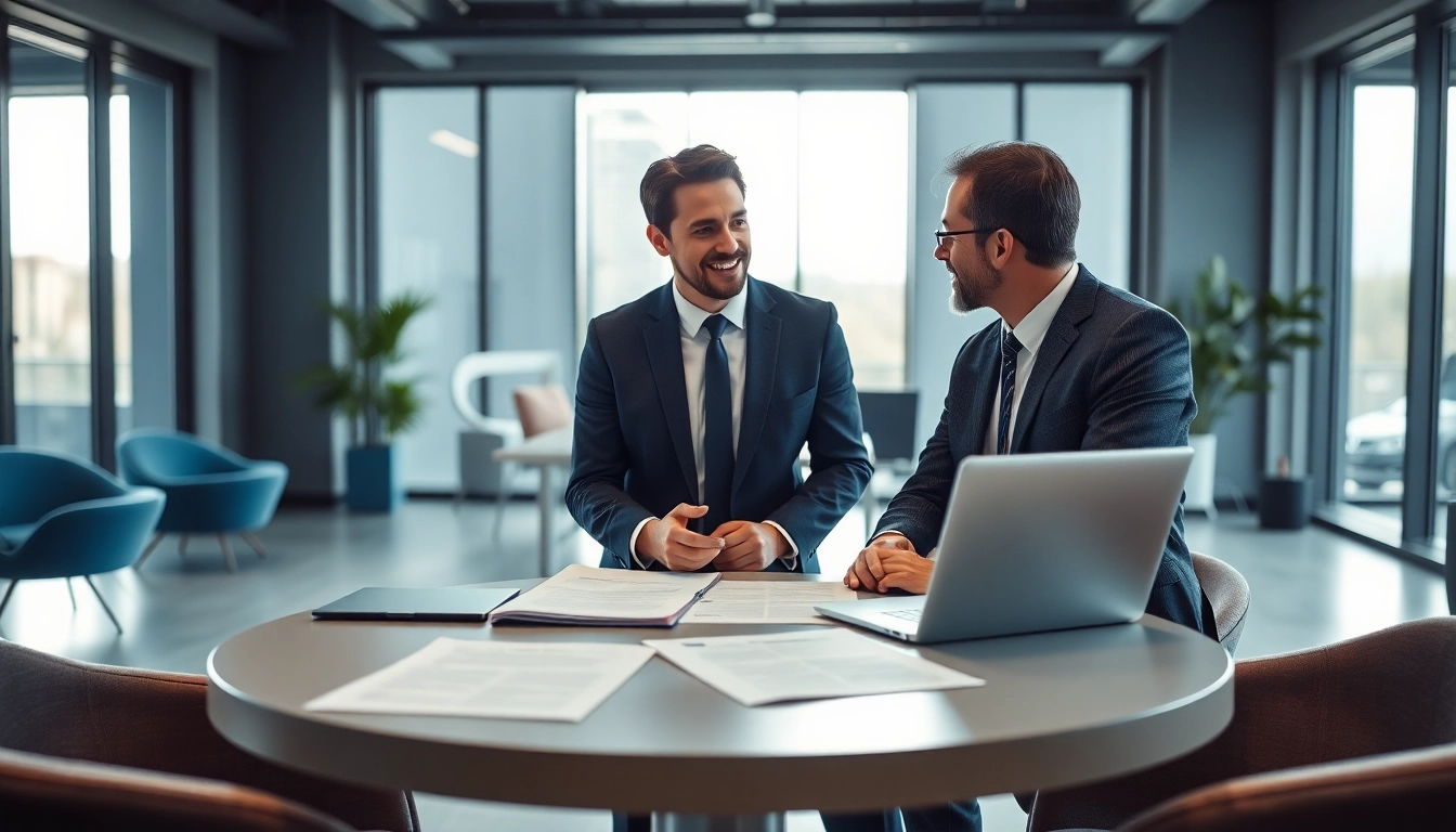 Headhunter Schweiz berät einen Klienten in einem modernen Büro über Karrieremöglichkeiten.