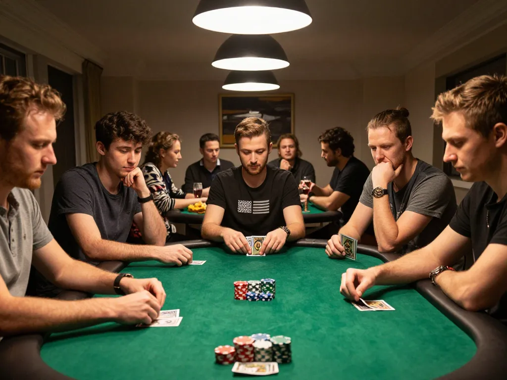 Strategic players participating in a poker game, showcasing a Plagiat Scanner for academic integrity