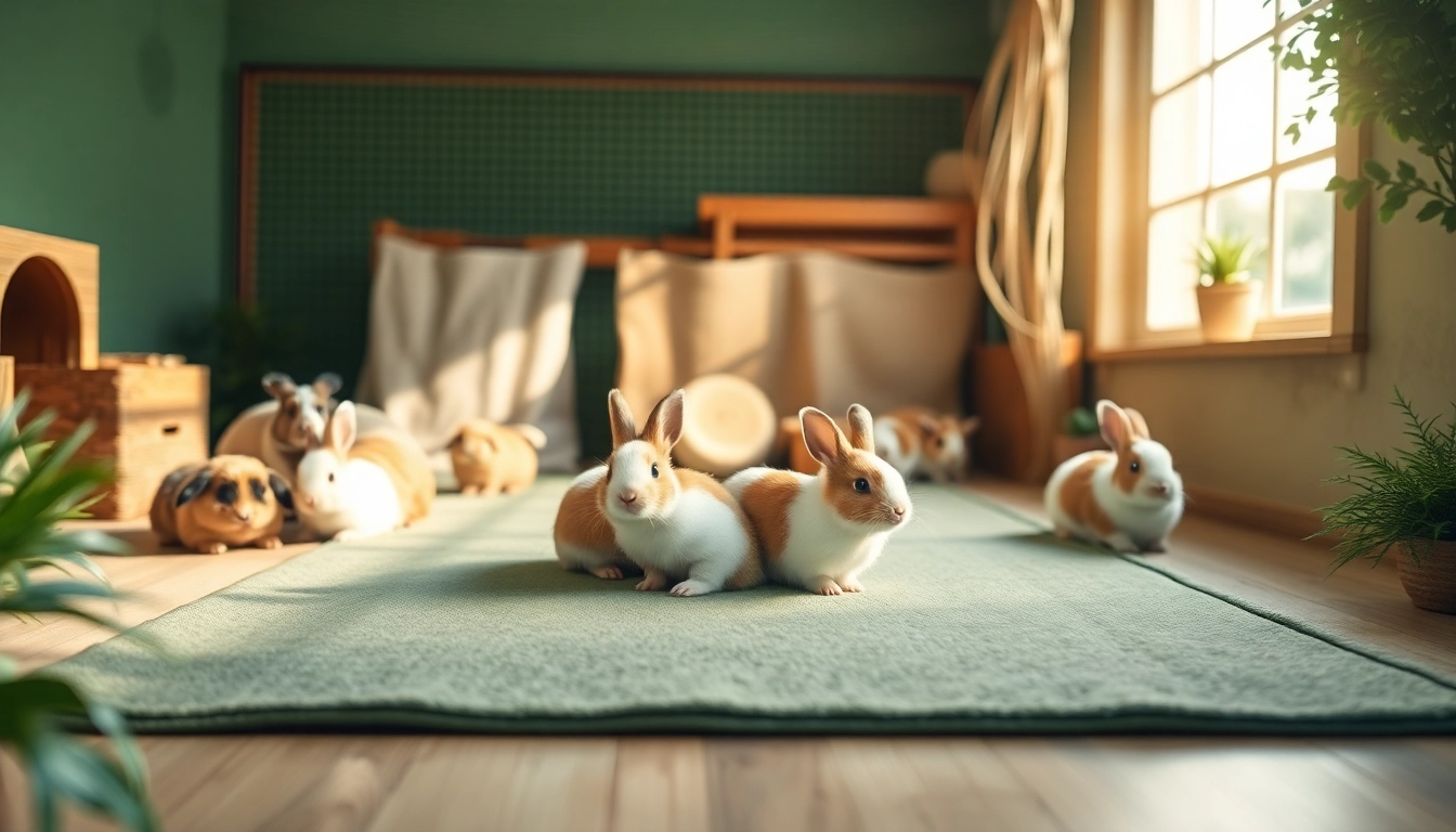 Nagermatte in a cozy animal habitat with playful pets resting comfortably.