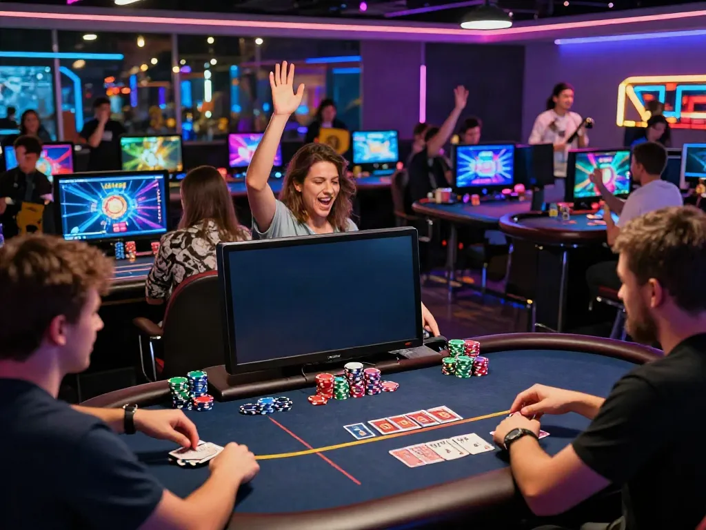 Players enjoying thrilling games at ta88 online casino with colorful graphics and vibrant atmosphere.
