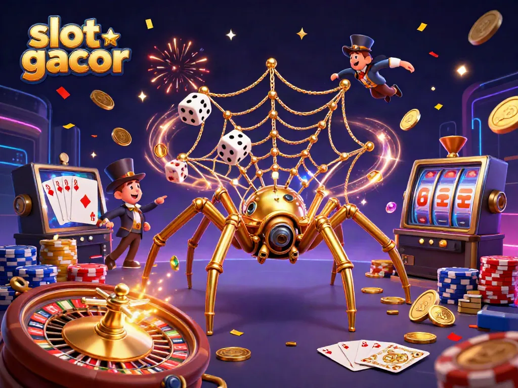 Catch thrilling slot gacor action with a steampunk spider collection of jackpot gems and gaming riches.