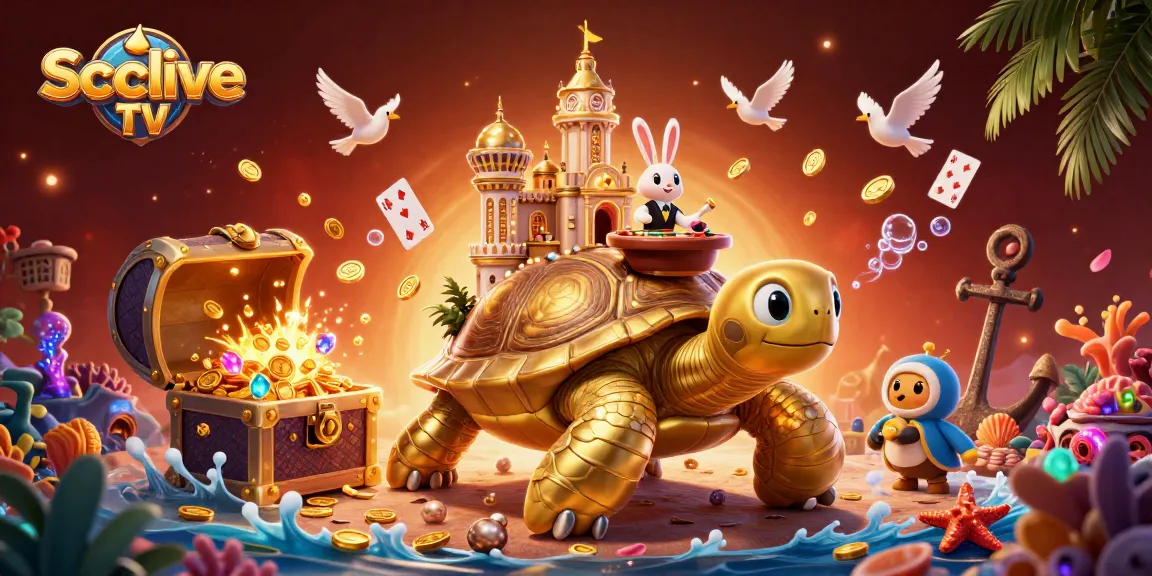 Experience the thrill of live gaming with Socolive TV's vibrant casino scene featuring animated characters and festive elements.