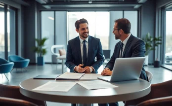 Headhunter Schweiz berät einen Klienten in einem modernen Büro über Karrieremöglichkeiten.