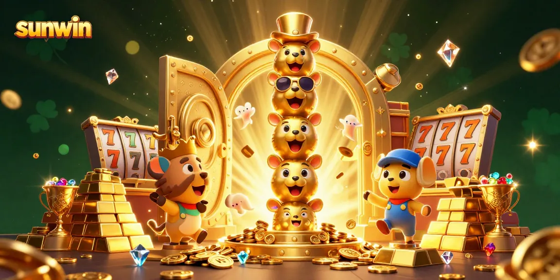 Win big with sunwin's 3D cartoon totem, golden treasures, and exciting slot reels!